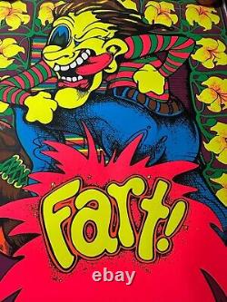 Vintage 1973 Blacklight Poster By Tradewinds Fart! It's Good For Your Karma