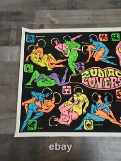 Vintage 1973 ZODIAC LOVERS #138 (b) Blacklight Velvet Poster 23 x 35 Rare Htf