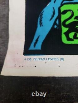 Vintage 1973 ZODIAC LOVERS #138 (b) Blacklight Velvet Poster 23 x 35 Rare Htf