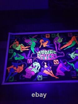 Vintage 1973 ZODIAC LOVERS #138 (b) Blacklight Velvet Poster 23 x 35 Rare Htf