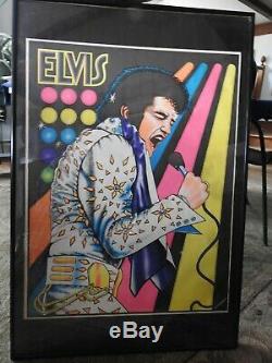 Vintage 1974 Elvis Blacklight Flocked Poster Black Light Frank Kay NRMNT