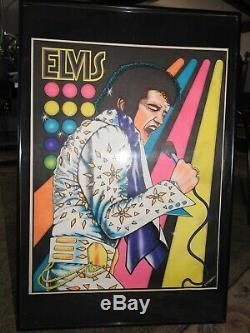 Vintage 1974 Elvis Blacklight Flocked Poster Black Light Frank Kay NRMNT