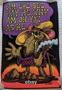 Vintage 1974 MOUSE Blacklight Poster Dynamic Publishing 32x21 Psychedelic RARE