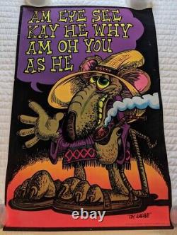 Vintage 1974 MOUSE Blacklight Poster Dynamic Publishing 32x21 Psychedelic RARE