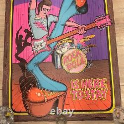 Vintage 1974 Rock And Roll Is Here To Stay Black Light Poster Bill Hooman