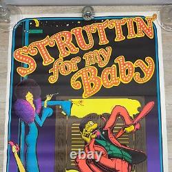 Vintage 1974 Struttin' For My Baby Black Light Poster