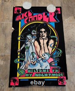 Vintage 1975 Alice Cooper Welcome to My Nightmare Blacklight Poster Rare 32x21