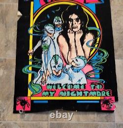 Vintage 1975 Alice Cooper Welcome to My Nightmare Blacklight Poster Rare 32x21