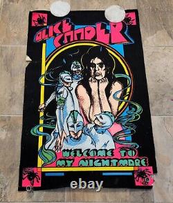 Vintage 1975 Alice Cooper Welcome to My Nightmare Blacklight Poster Rare 32x21