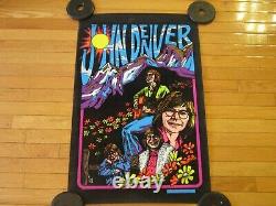 Vintage 1975''JOHN DENVER'' VELVET BLACK LIGHT POSTER DYNAMIC PUB Co. 32 x 21