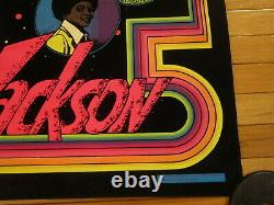 Vintage 1975 MICHAEL JACKSON 5 VELVET BLACK LIGHT POSTER DYNAMIC PUB Co 32x21