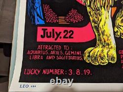 Vintage 1976 Original Leo Astrological Felt Black Light Poster #609 Funky
