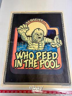 Vintage 1976- Rare Original Black Light Poster Alright Who peed in the pool