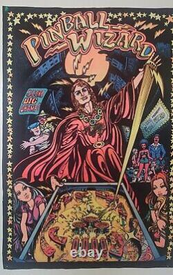 Vintage 1977 black light poster by Western Graphics Corporation PINBALL WIZARD