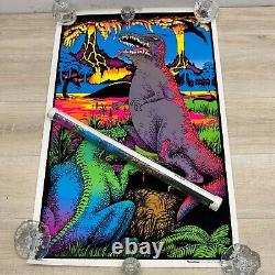 Vintage 1978 DINOSAUR Black Light Velvet Poster 23 x 35 NOS SEALED P21