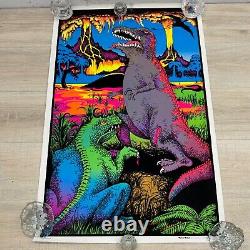 Vintage 1978 DINOSAUR Black Light Velvet Poster 23 x 35 NOS SEALED P21