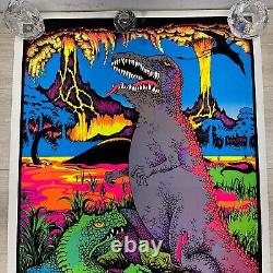 Vintage 1978 DINOSAUR Black Light Velvet Poster 23 x 35 NOS SEALED P21