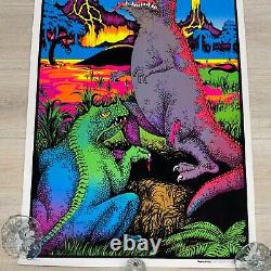 Vintage 1978 DINOSAUR Black Light Velvet Poster 23 x 35 NOS SEALED P21