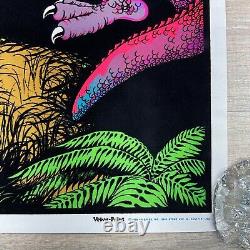 Vintage 1978 DINOSAUR Black Light Velvet Poster 23 x 35 NOS SEALED P21