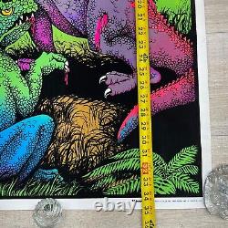 Vintage 1978 DINOSAUR Black Light Velvet Poster 23 x 35 NOS SEALED P21