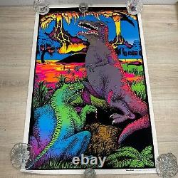 Vintage 1978 DINOSAUR Black Light Velvet Poster 23 x 35 NOS SEALED P21