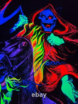 Vintage 1978 Velva-Print Flocked Blacklight Poster DEATH 34 x 23 GROOVY
