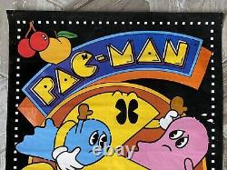 Vintage 1980 Pac Man Black Light Poster Velvet Arcade Game Bally Midway