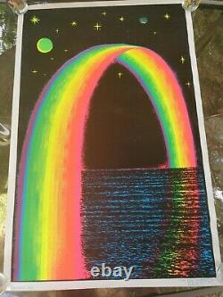 Vintage 1980 Rainbow Poster 930 Funky Enterprises Velvet Black Light Glitter