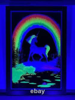 Vintage 1980 Unicorn in Paradise Blacklight Poster #939 by Funky Enterprises