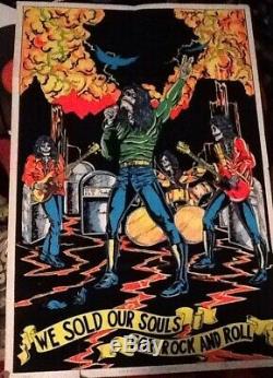 Vintage 1981 Blacklight Poster We Sold Our Souls For Rock & Roll Black Sabbath