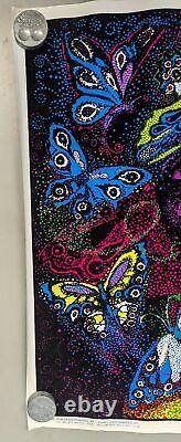 Vintage 1981 Jimi Hendrix Little Wings Funky Flocked Black Light 34 x 23 Poster