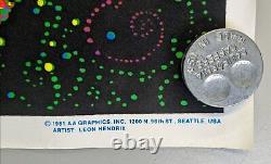 Vintage 1981 Jimi Hendrix Little Wings Funky Flocked Black Light 34 x 23 Poster