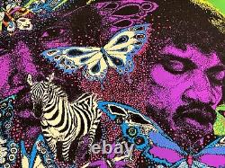 Vintage 1981 Jimi Hendrix Little Wings Funky Flocked Black Light 34 x 23 Poster