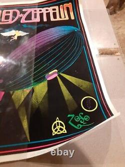 Vintage 1981 Led Zeppelin Zoso 943 Felt Flocked Black Light 34 x 23 Rare Poster