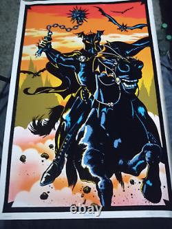 Vintage 1984 H. G. G. WARRIOR flocked Velvet Blacklight Poster 35 x 23