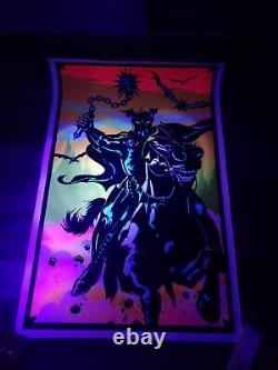 Vintage 1984 H. G. G. WARRIOR flocked Velvet Blacklight Poster 35 x 23 Rare Htf