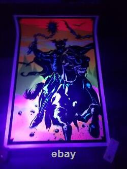 Vintage 1984 H. G. G. WARRIOR flocked Velvet Blacklight Poster 35 x 23 Rare Htf