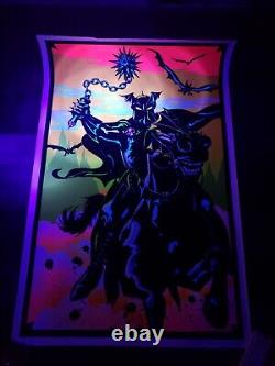 Vintage 1984 H. G. G. WARRIOR flocked Velvet Blacklight Poster 35 x 23 Rare Htf