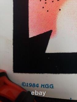 Vintage 1984 H. G. G. WARRIOR flocked Velvet Blacklight Poster 35 x 23 Rare Htf
