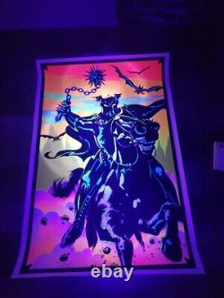Vintage 1984 H. G. G. WARRIOR flocked Velvet Blacklight Poster 35 x 23 Read Desc