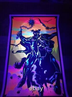 Vintage 1984 H. G. G. WARRIOR flocked Velvet Blacklight Poster 35 x 23 Read Desc