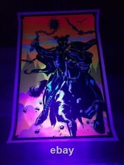 Vintage 1984 H. G. G. WARRIOR flocked Velvet Blacklight Poster 35 x 23 Read Desc