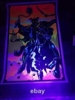 Vintage 1984 H. G. G. WARRIOR flocked Velvet Blacklight Poster 35 x 23 Read Desc