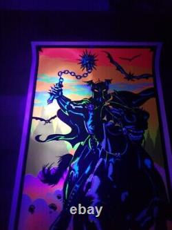 Vintage 1984 H. G. G. WARRIOR flocked Velvet Blacklight Poster 35 x 23 Read Desc