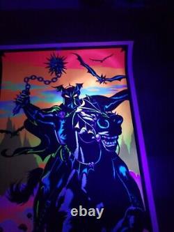 Vintage 1984 H. G. G. WARRIOR flocked Velvet Blacklight Poster 35 x 23 Read Desc