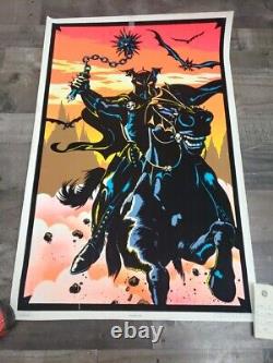 Vintage 1984 H. G. G. WARRIOR flocked Velvet Blacklight Poster 35 x 23 Read Desc