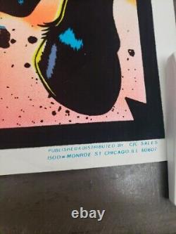 Vintage 1984 H. G. G. WARRIOR flocked Velvet Blacklight Poster 35 x 23 Read Desc