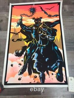 Vintage 1984 H. G. G. WARRIOR flocked Velvet Blacklight Poster 35 x 23 Read Desc