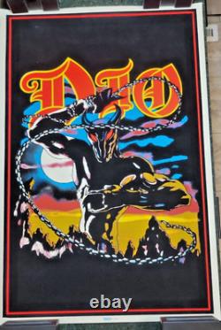 Vintage 1985 Dio Glow in the Dark Flocked Velvet Blacklight Poster