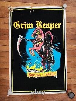 Vintage 1985 Grim Reaper Felt Band Poster Funky Enterprises Super Rare READ
